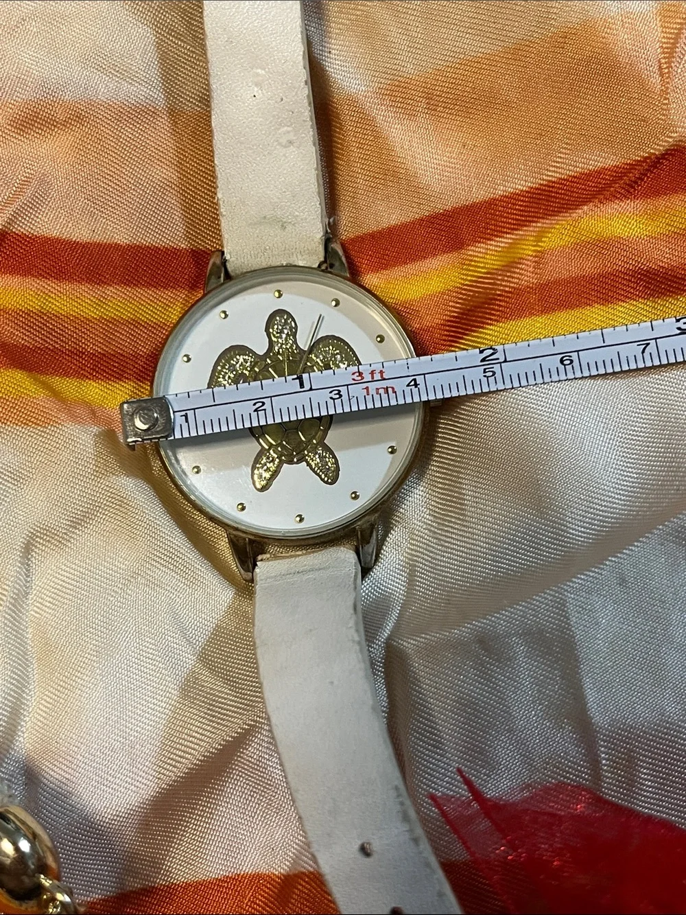 White Turtle Dial Women’s Watch with Coordinating Tassel Bracelet